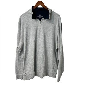 Vineyard Vines Gray Zip Up Sweater with Ribbed Cuffs